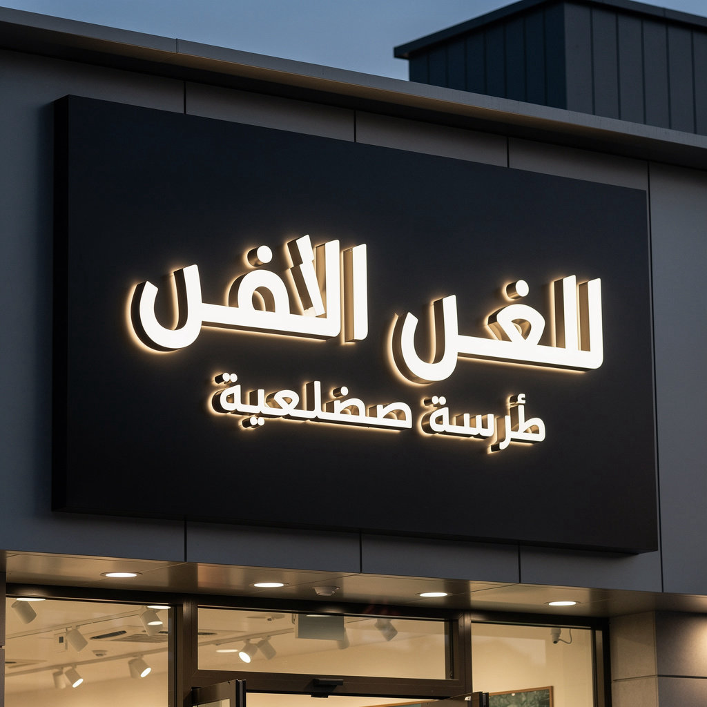 لوحة محل بحروف بارزة مضيئة 2×1 متر